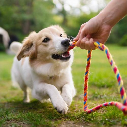 Chien qui tire pour jouer